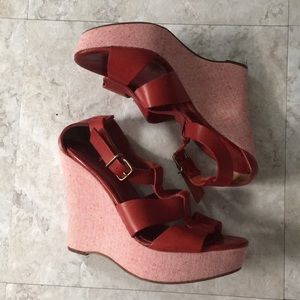 Jcrew Palma Red Platform Wedges